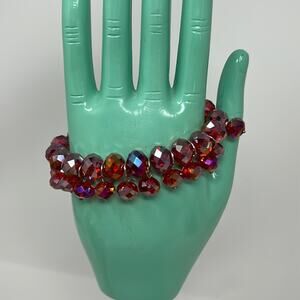 Handmade Red Bead Costume Stretchy Bracelet